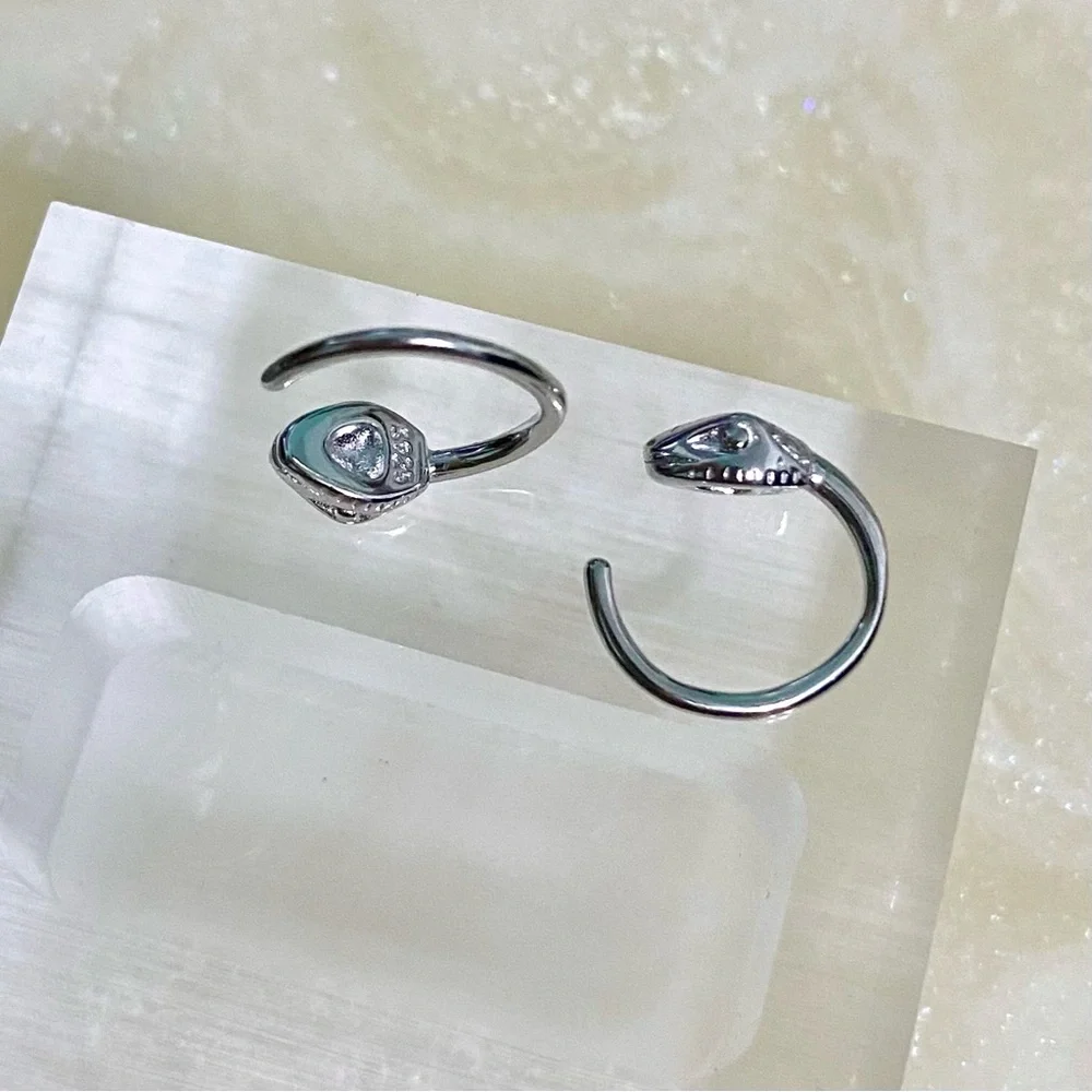 Sterling Silver S925 Snake Hoop Earrings
